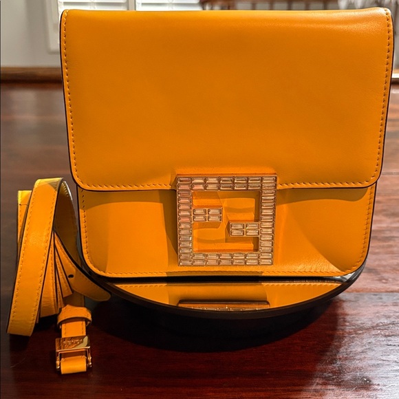 Fendi Handbags - FENDI Fab Leather Crystal Mini Crossbody Bag